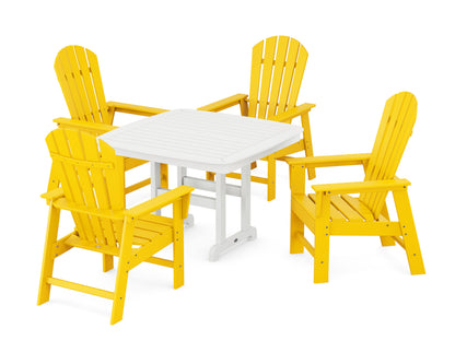 POLYWOOD South Beach 5-Piece Dining Set with Trestle Legs - 44" Table in Lemon / White
