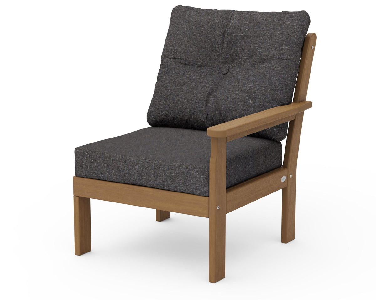 POLYWOOD Vineyard Modular Right Arm Chair in Natural / Ash Charcoal