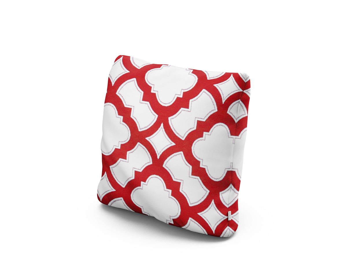 POLYWOOD 16" Outdoor Throw Pillow in Trellis Crimson