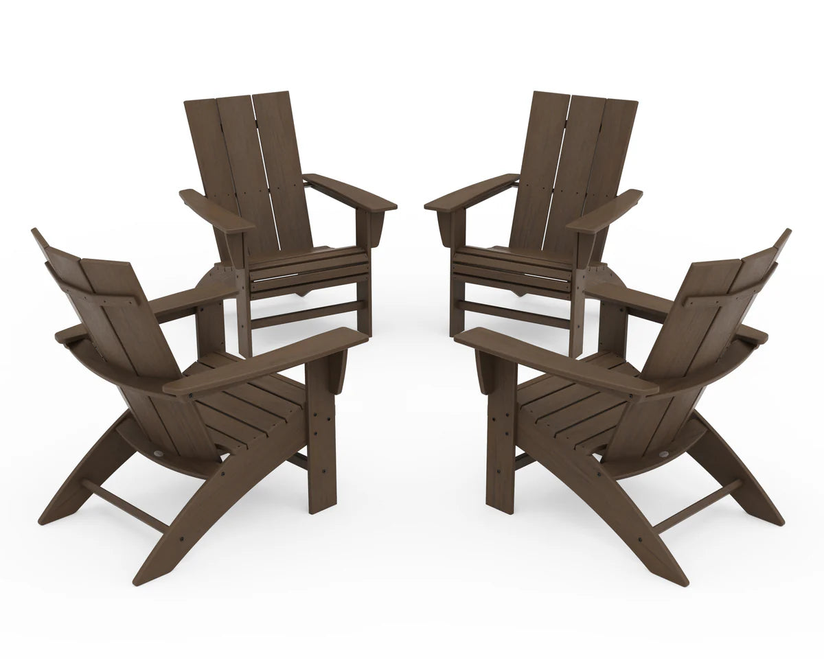 POLYWOOD 4-Piece Modern Curveback Adirondack Conversation Set