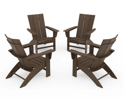 POLYWOOD 4-Piece Modern Curveback Adirondack Conversation Set