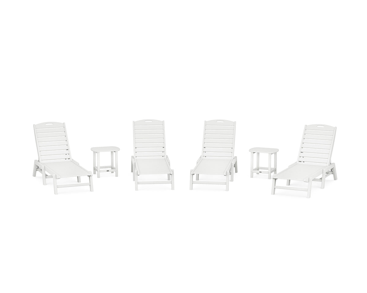 POLYWOOD Nautical Chaise 6-Piece Set in White