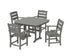 POLYWOOD Lakeside 5-Piece Dining Set with Trestle Legs - 44" Table in Slate Grey