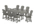 POLYWOOD Nautical Curveback Adirondack Swivel 9-Piece Counter Set with Trestle Legs in Slate Grey