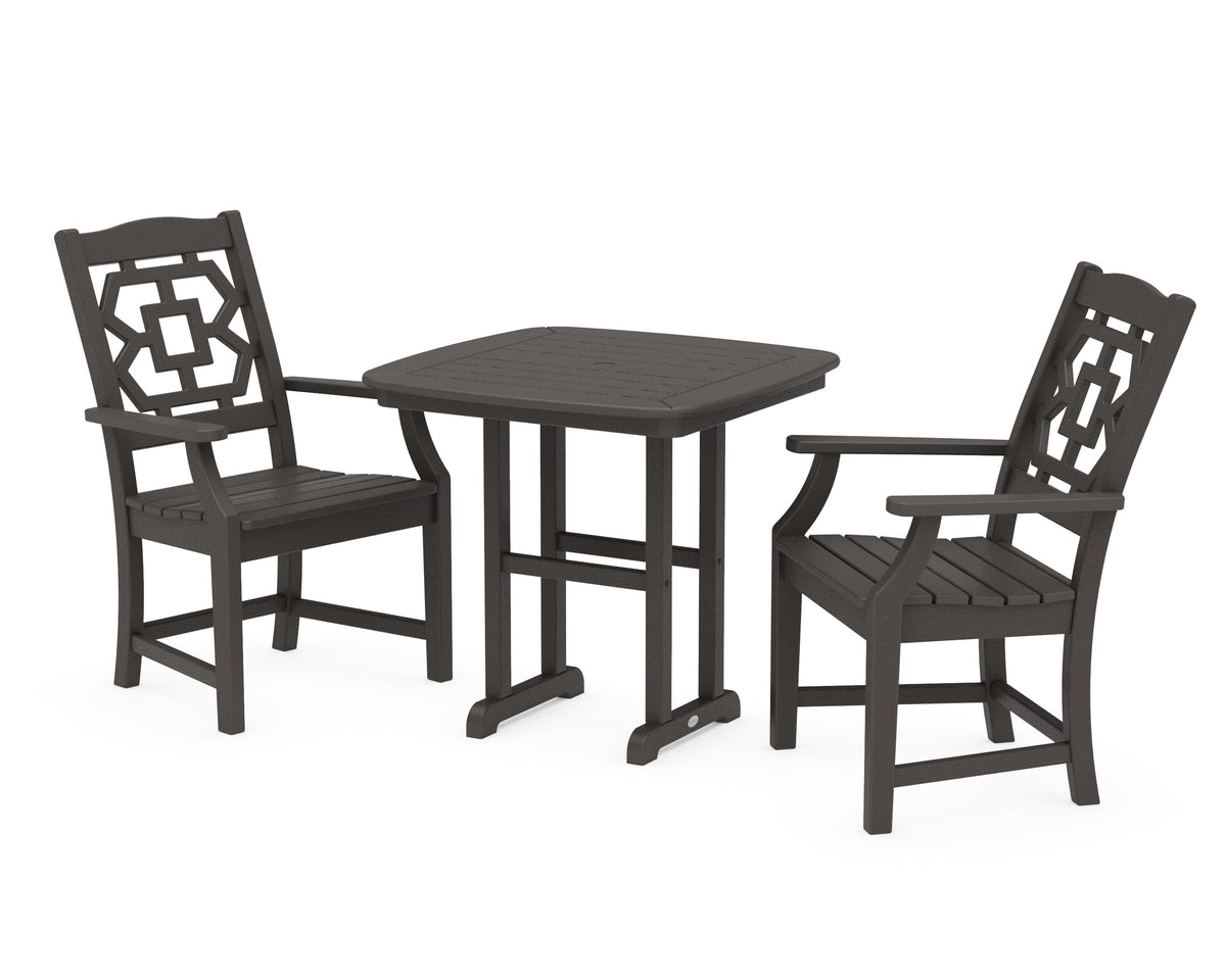 POLYWOOD Chinoiserie 3-Piece Dining Set in Vintage Coffee