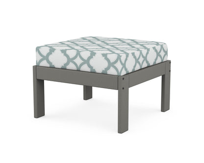 POLYWOOD Vineyard Modular Ottoman in Slate Grey / Trellis Glacier Spa