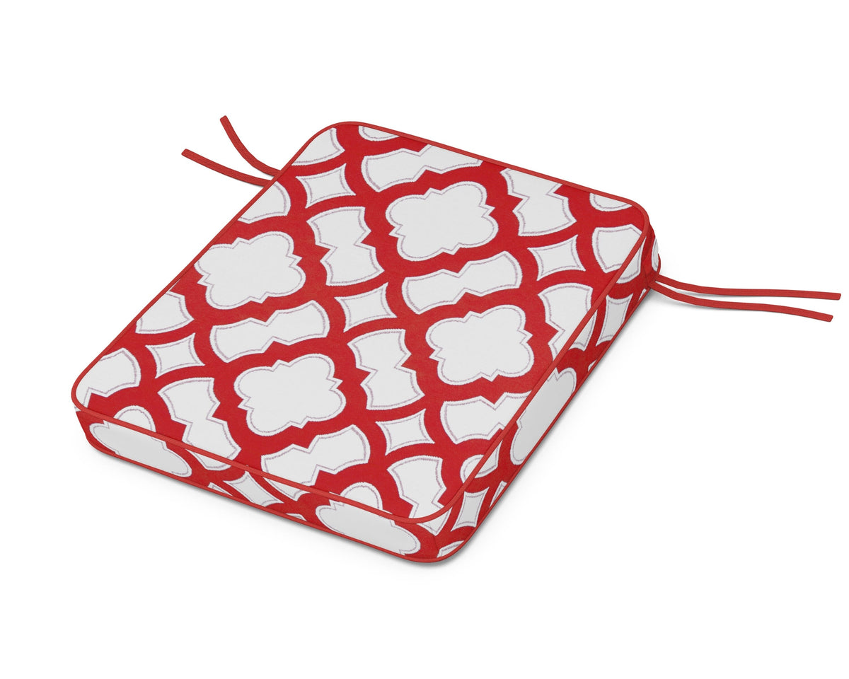 POLYWOOD Chinoiserie Rocker Seat Cushion in Trellis Crimson