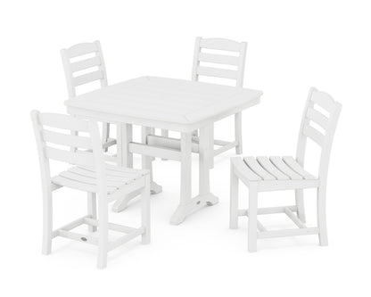 POLYWOOD La Casa Café Side Chair 5-Piece Dining Set with Trestle Legs - 37" Table in White