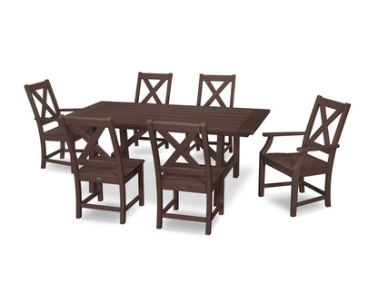 POLYWOOD Braxton 7-Piece Rustic Farmhouse Dining Set in Mahogany