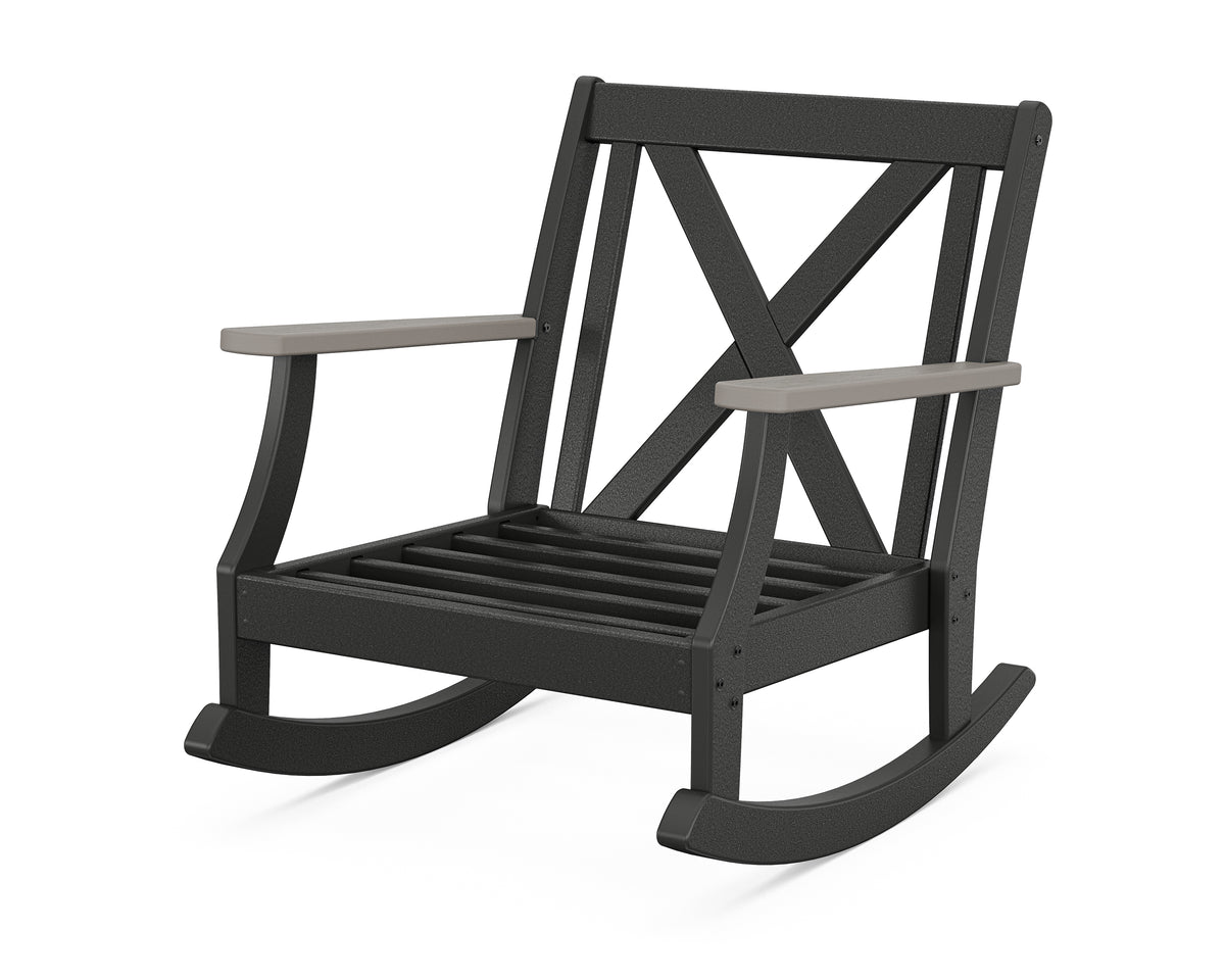 POLYWOOD Braxton Deep Seating Rocking Chair Frame in Black / Driftwood