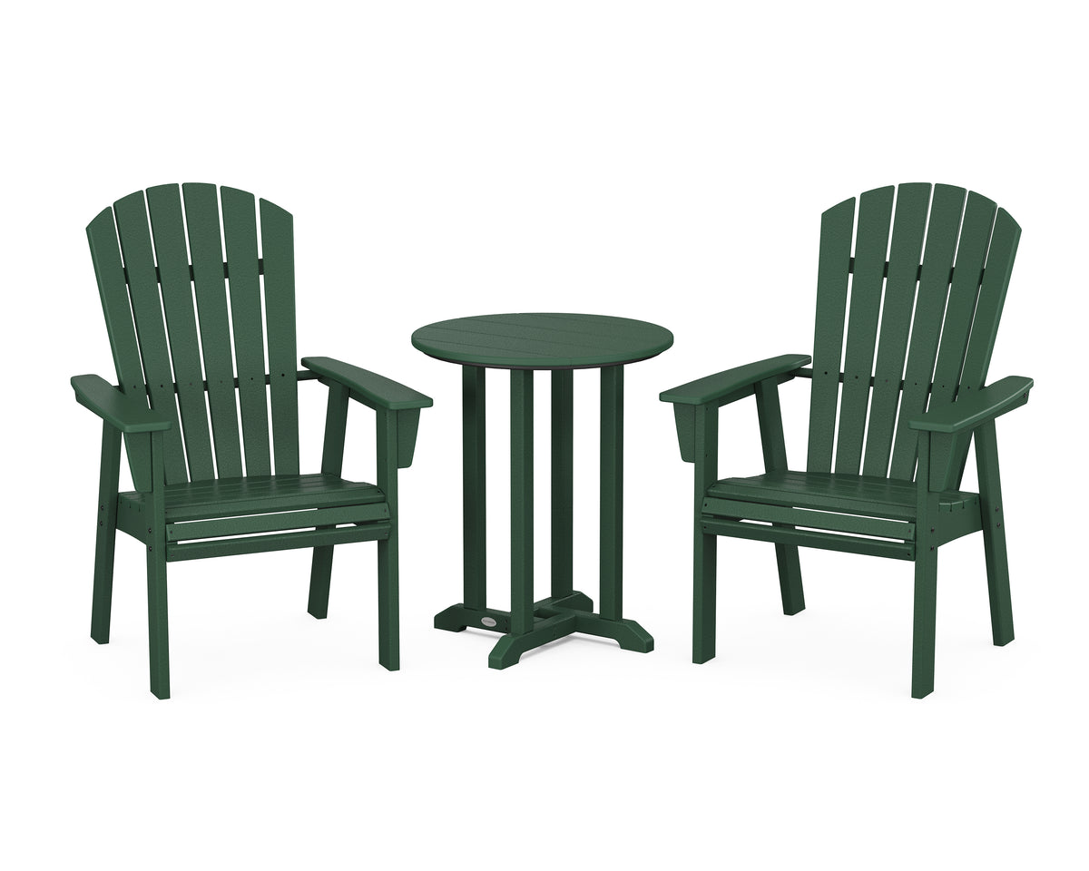 POLYWOOD Nautical Adirondack 3-Piece Round Bistro Dining Set in Green