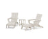 POLYWOOD 5-Piece Modern Studio Folding Adirondack Set with Ottomans and Side Table in Sand