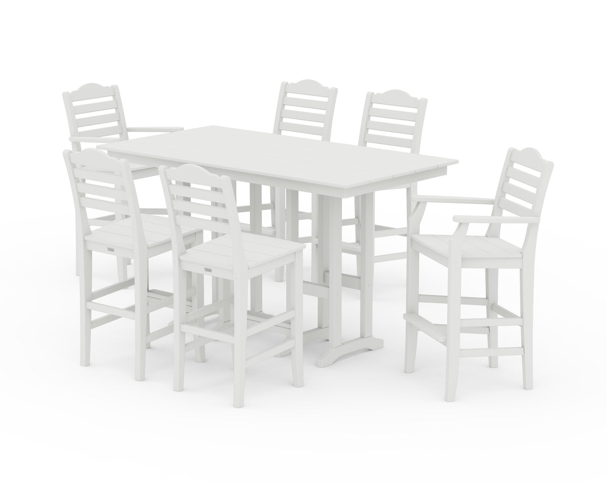 POLYWOOD Savannah 7-Piece Farmhouse Bar Set in Vintage White