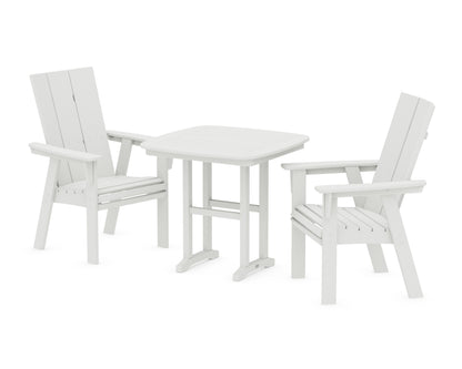 POLYWOOD Modern Curveback Adirondack 3-Piece Dining Set in Vintage White