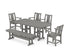 POLYWOOD Prairie 6-Piece Dining Set with Bench in Slate Grey