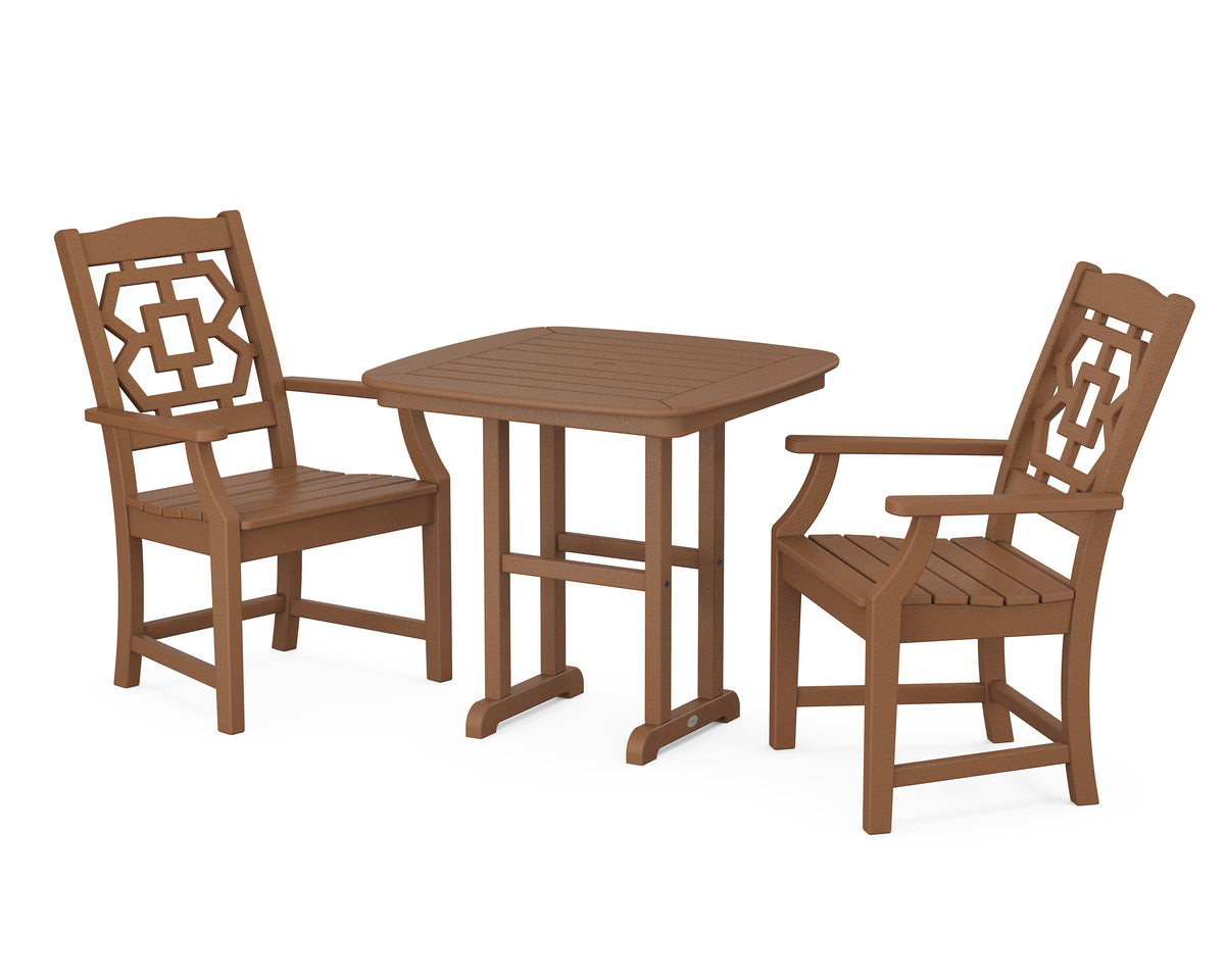 POLYWOOD Chinoiserie 3-Piece Dining Set in Teak