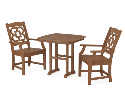 POLYWOOD Chinoiserie 3-Piece Dining Set in Teak