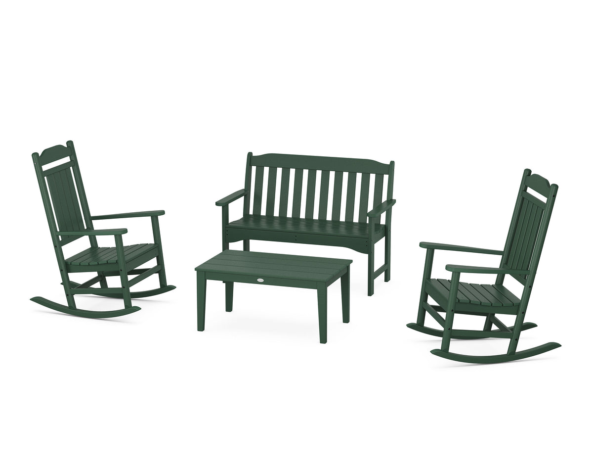 POLYWOOD Cottage Legacy Rocking Chair 4-Piece Porch Set in Green