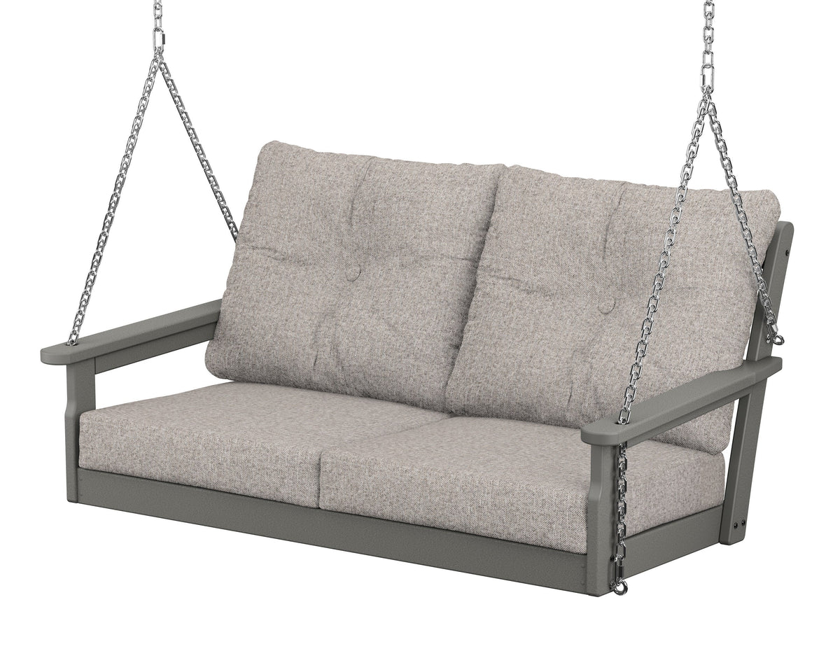 POLYWOOD Vineyard Deep Seating Swing in Slate Grey / Weathered Tweed