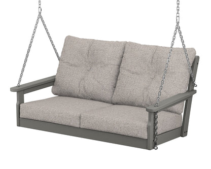 POLYWOOD Vineyard Deep Seating Swing in Slate Grey / Weathered Tweed