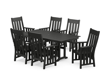 POLYWOOD Acadia Arm Chair 7-Piece Farmhouse Dining Set in Black