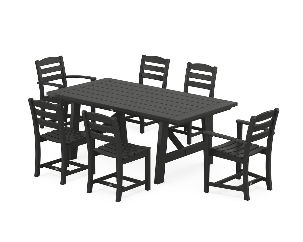 POLYWOOD La Casa Café 7-Piece Rustic Farmhouse Dining Set in Black