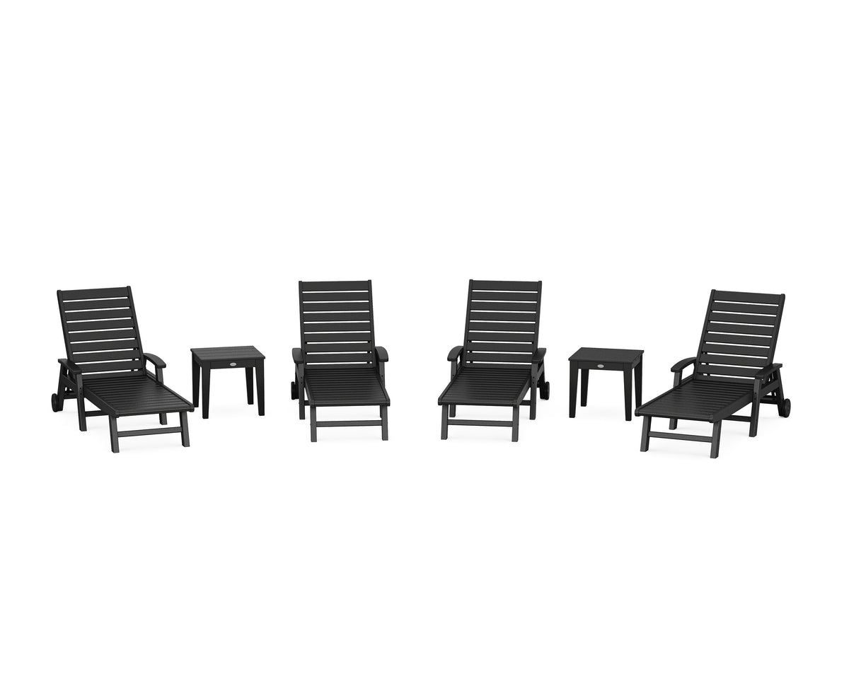 POLYWOOD Signature Chaise 6-Piece Set with Wheels in Black