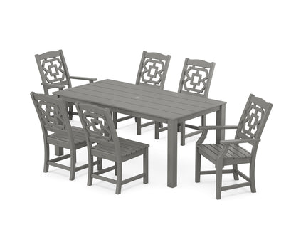POLYWOOD Chinoiserie 7-Piece Parsons Dining Set in Slate Grey