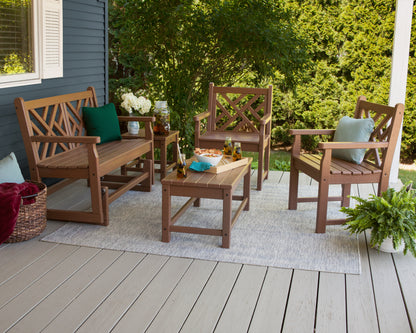 Lifestyle photo of the POLYWOOD Chippendale 48" Glider in Teak