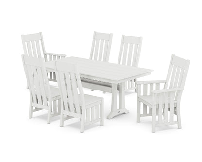 POLYWOOD Acadia 7-Piece Farmhouse Dining Set with Trestle Legs in White