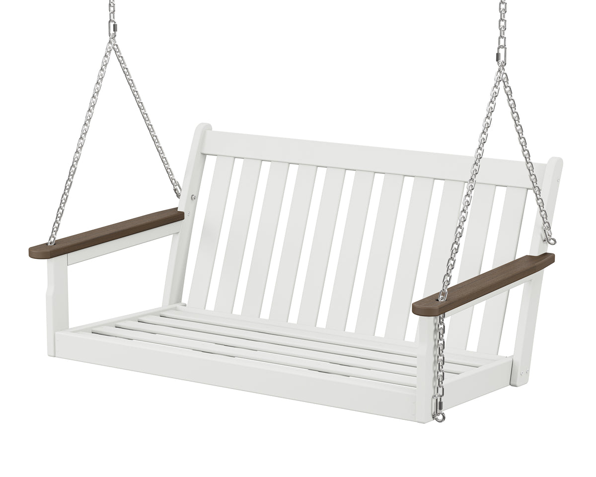 POLYWOOD Vineyard Deep Seating Swing Frame in White / Kona