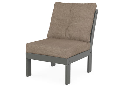 POLYWOOD Vineyard Modular Armless Chair in Slate Grey / Spiced Burlap