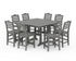 POLYWOOD Savannah Side Chair 9-Piece Square Counter Set with Trestle Legs in Slate Grey