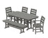 POLYWOOD Lakeside 6-Piece Dining Set with Bench - 37" x 72" Table in Slate Grey
