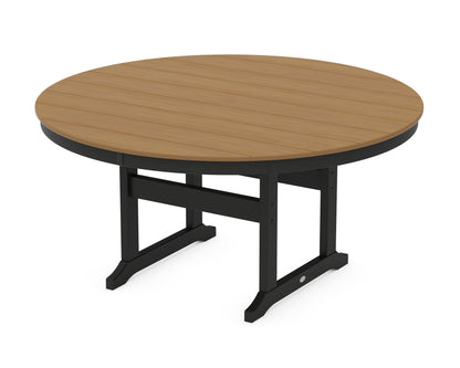 POLYWOOD 60" Round Farmhouse Dining Table in Black / Natural