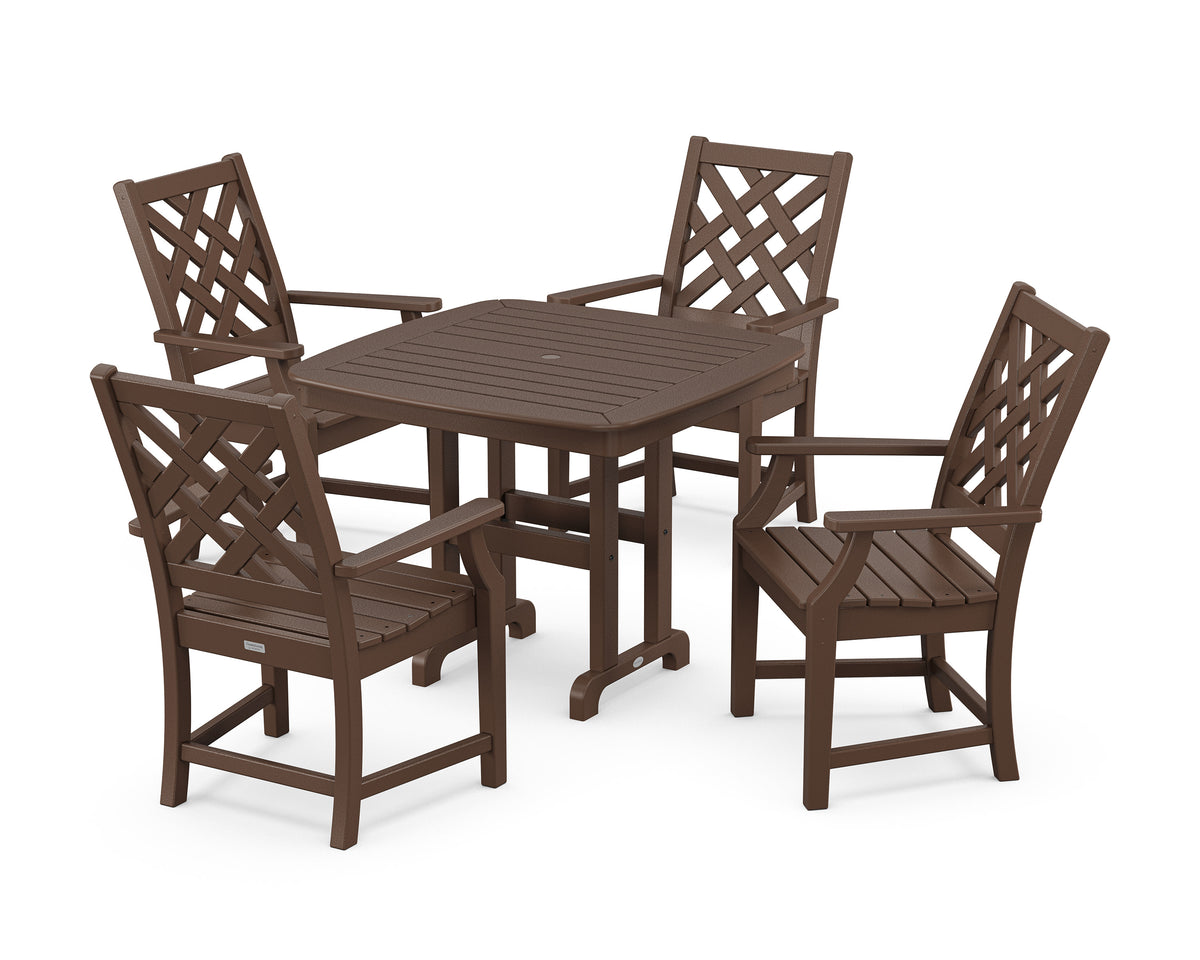 POLYWOOD Wovendale 5-Piece Dining Set in Mahogany