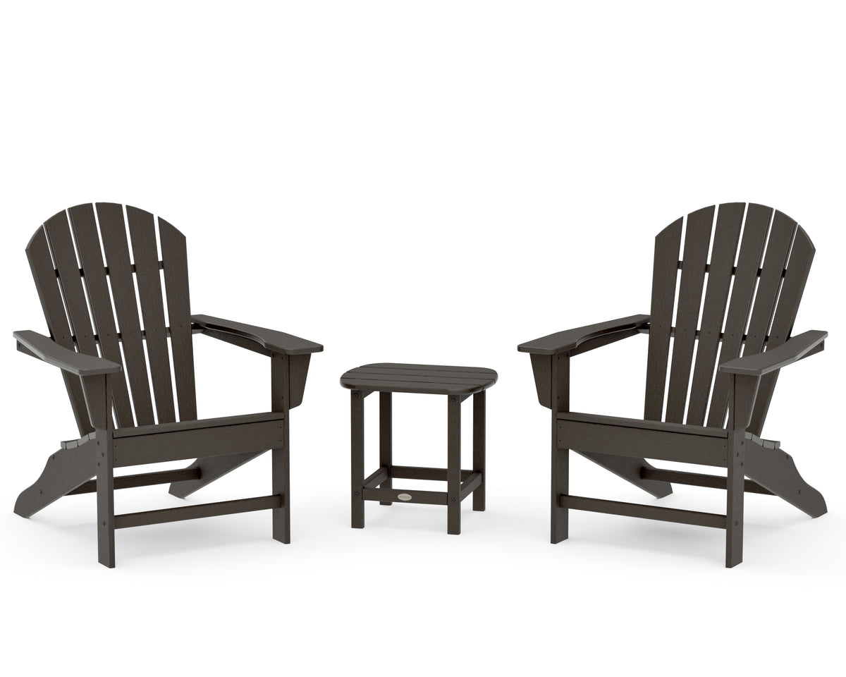 POLYWOOD South Beach Adirondack 3-Piece Set in Vintage Coffee