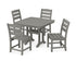 POLYWOOD Lakeside Side Chair 5-Piece Dining Set with Trestle Legs - 37" Table in Slate Grey