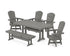 POLYWOOD Nautical Adirondack Swivel 6-Piece Dining Set with Trestle Legs in Slate Grey