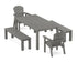 POLYWOOD Seashell 5-Piece Parsons Dining Set with Benches in Slate Grey