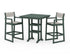 POLYWOOD EDGE Sling Arm Chair 3-Piece Farmhouse Bar Set with Trestle Legs in Green / Birch