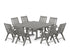 POLYWOOD Vineyard Folding Chair 9-Piece Square Farmhouse Dining Set with Trestle Legs in Slate Grey