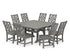 POLYWOOD Wovendale Side Chair 9-Piece Square Dining Set with Trestle Legs in Slate Grey