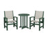 POLYWOOD Coastal 3-Piece Round Bistro Dining Set in Green / Birch