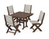 POLYWOOD Coastal Folding Side Chair 5-Piece Farmhouse Dining Set in Mahogany / Birch