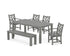 POLYWOOD Chippendale 6-Piece Parsons Dining Set with Bench in Slate Grey