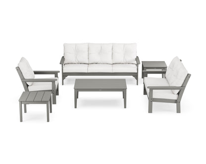 POLYWOOD Vineyard 6-Piece Deep Seating Set in Slate Grey / Natural Linen