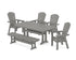 POLYWOOD Nautical Curveback Adirondack 6-Piece Dining Set with Trestle Legs and Bench in Slate Grey