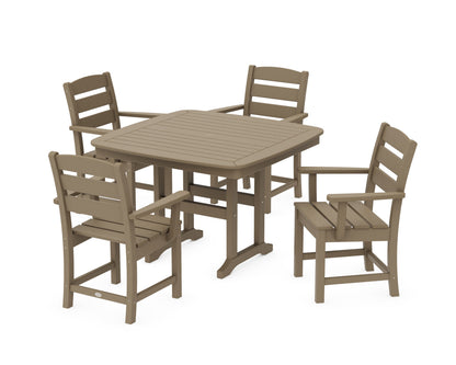POLYWOOD Lakeside 5-Piece Dining Set with Trestle Legs - 44" Table in Vintage Sahara