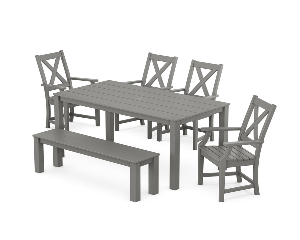 POLYWOOD Braxton 6-Piece Parsons Dining Set with Bench in Slate Grey